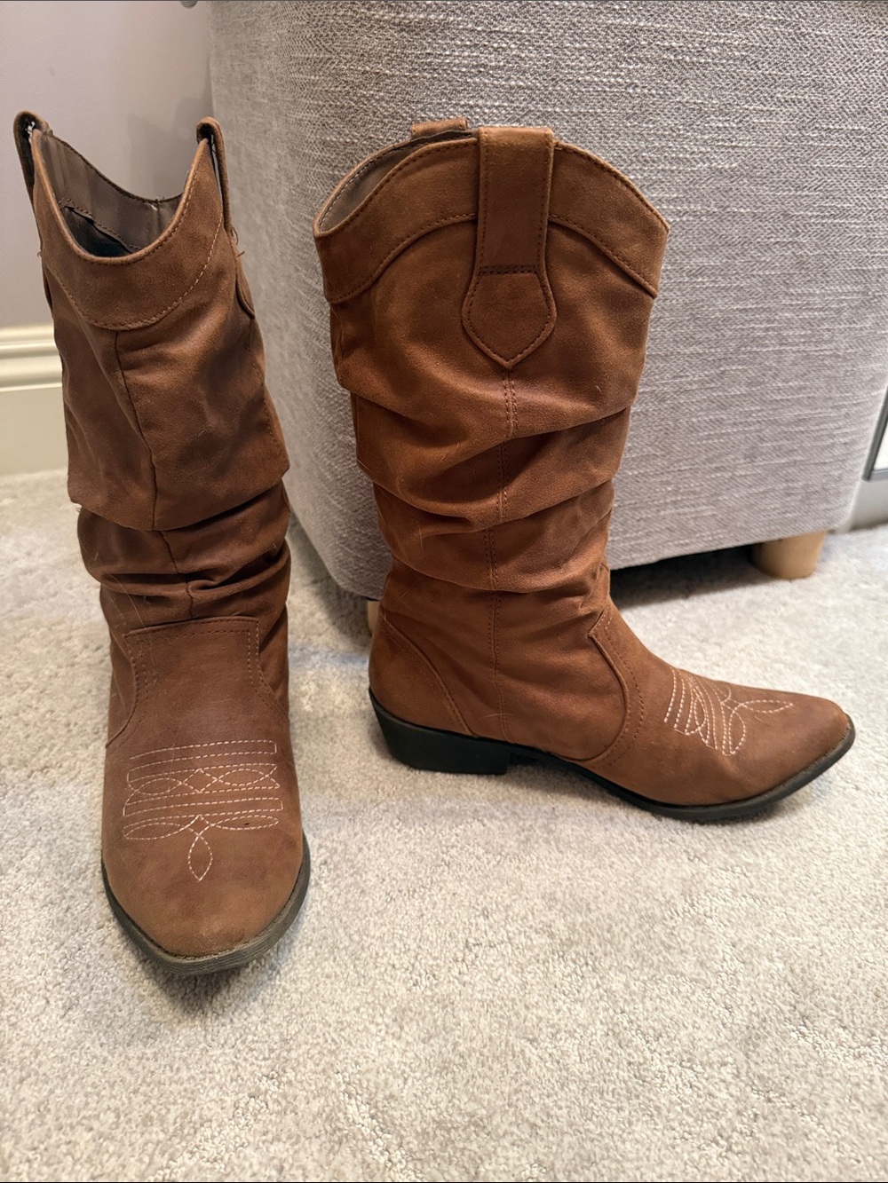 Arizona Jean Company Brown Slouchy Western Mid-Calf Boots